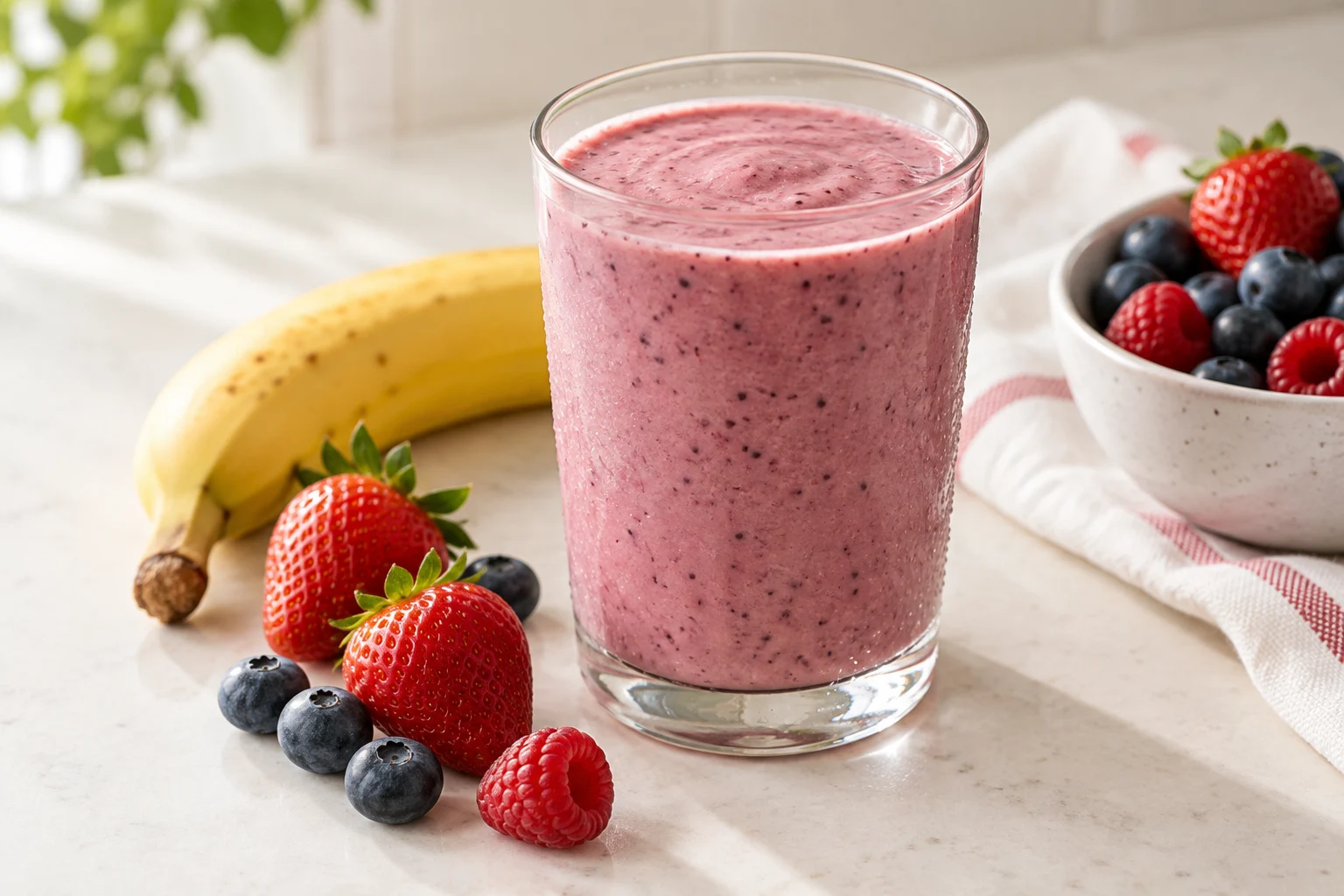 The berry-banana smoothie shake — illustrative serving idea